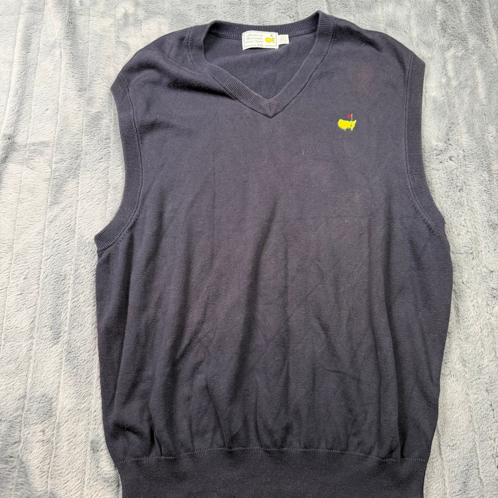 Augusta National Golf Shop Masters Navy Blue Cotton V-Neck Sweater Vest XXL